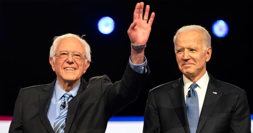 Sekä Bernie Sandersin että Joe Bidenin tavoite on syöstä vallasta republikaaneja edustava Donald Trump.