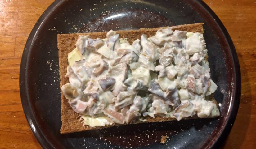 Hapankorppu on mainio alusta sienisalaatille.