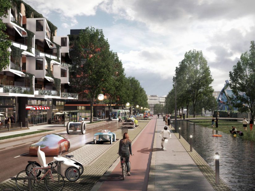 Tältä näyttäisi Hämeenlinnanväylän kaupunkibulevardi vuonna 2050.