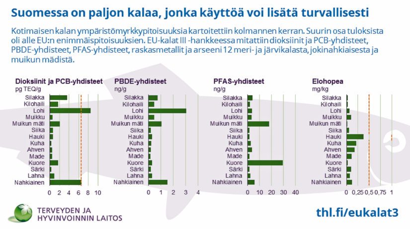 Kotimaisten kalojen ympäristömyrkkypitoisuudet.