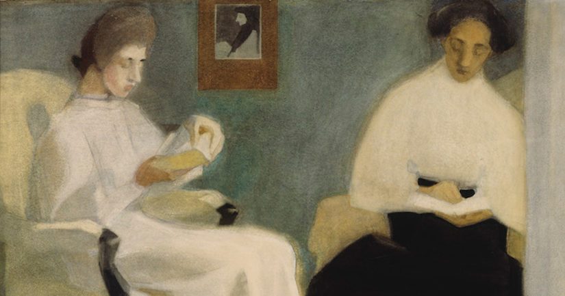 Helene Schjerfbeck: Lukevat tytöt (1907), teoksen osa. Kansallisgalleria/ Ateneumin taidemuseo.