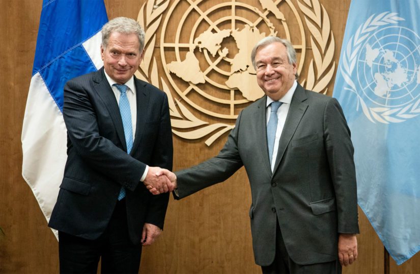 Presidentti Niinistö tapasi YK:n pääsihteeri António Guterresin ennen huippukokouksia.