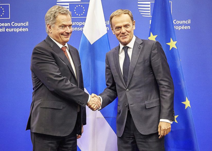 Eurooppa-neuvoston puheenjohtaja esitti Sauli Niinistölle EU:lle yhteisiä terrorismin vastaisia poliiseja. (Kuva TPK Mario Salerno)