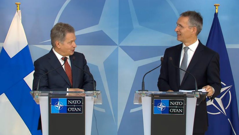 Presidentti Niinistö ja Naton pääsihteeri Jens Stoltenberg totesivat Suomen ja Naton olevan läheisiä kumppaneita. (Kuva Nato)