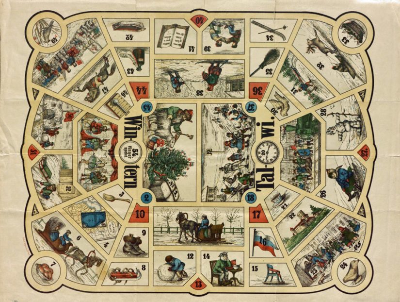 Vuonna 1871 julkaistussa Talwi-lautapelissä pelataan talven merkeissä.