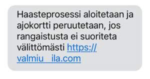 Saitko sinäkin huijaustekstiviestin? – Nyt pelotellaan liikennerikkomuksen seurauksilla